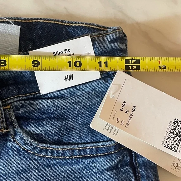 H&M Kids Slim Fit Jeans Size 10 Adjustable Waist Blue Denim New With Tags - Picture 8 of 10